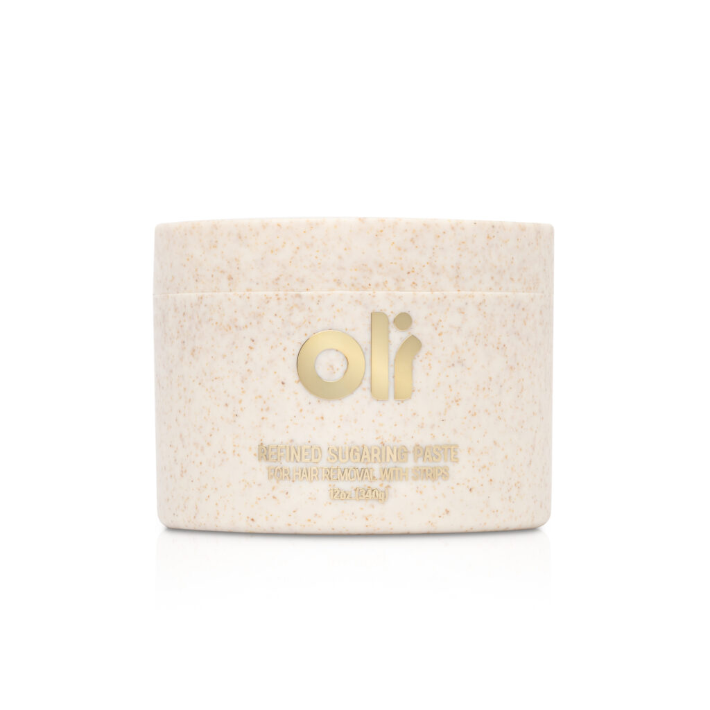 Jar of refined sugaring paste for natural strip hair removal - best for fine hair on large areas and delicate skin